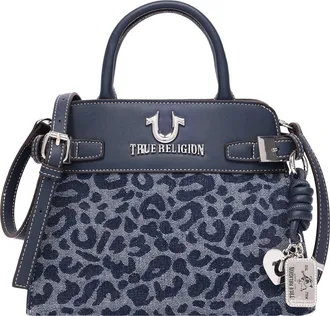 True Religion Beckham Leopard Denim Belted Tote