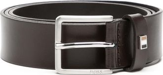 BOSS logo-engraved leather buckle belt - men - Calf Leather - 100 - Brown