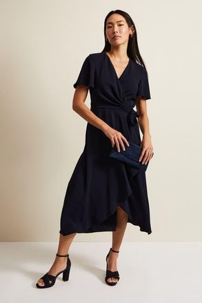 Phase Eight Julissa Wrap Midi Dress in Navy at Nordstrom, Size 12