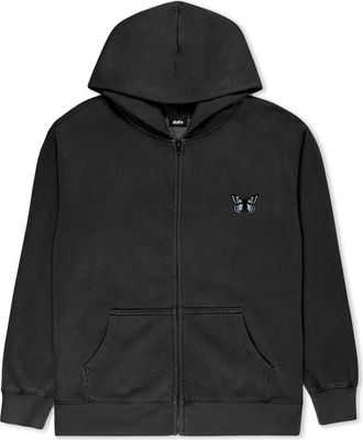 Dalix Butterfly Midweight Fleece Faded Zip Hooded Sweatshirt in Faded Black at Nordstrom, Size Xx-Large