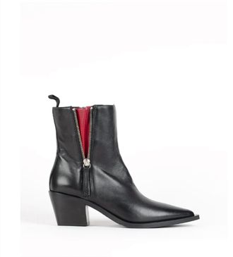 Halmanera Womens Smooth Leather Taby Ankle Boot In Black