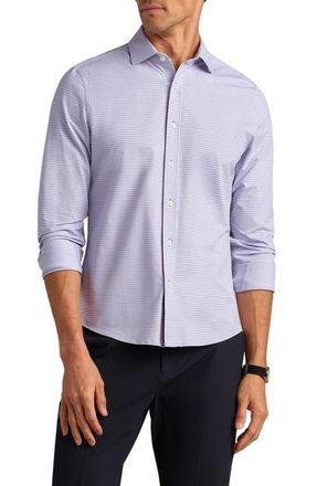 Rhone Commuter Slim Fit Performance Button-Up Shirt in Lilac Rain Gingham at Nordstrom, Size Xx-Large