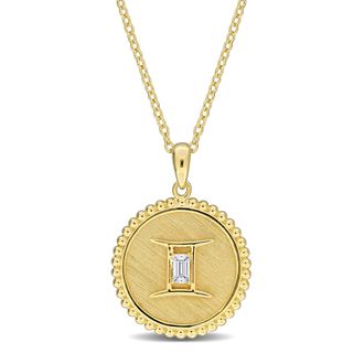 Mimi & Max 1/6ct TGW Created White Sapphire Pisces Zodiac Sign Necklace Yellow Silver