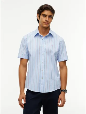 Tommy Hilfiger Mens Regular Fit Striped Oxford Shirt - Vessel Blue - XXL