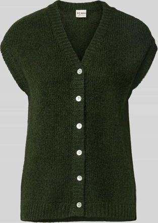 Ichi Strickweste mit V-Ausschnitt Modell BELABLUE in Khaki, Größe XS
