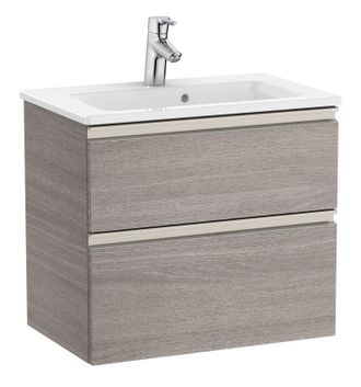 Roca Roca - Pack Unik Mueble Base Compacto De 2 Cajones + Lavabo The Gap Color: Roble City Texturizado - Medidas: 605x380x537 Mm