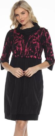 Joseph Ribkoff Womens Abstract Print Cowl Neck Cocoon Dress In Black/pink