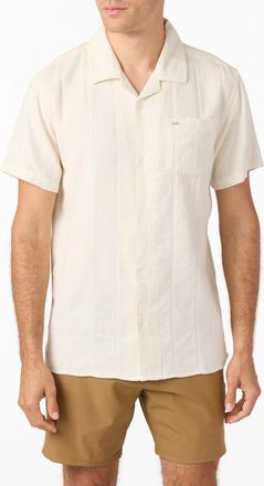 O'Neill ORiginals Dobby Stripe Camp Shirt in Natural at Nordstrom, Size X-Large