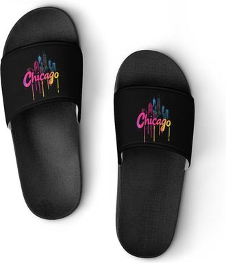 Generic Chicago Skyline Unisex Beach Slippers & Pool Slides Anti-Slip House Shoes for Home Outdoor