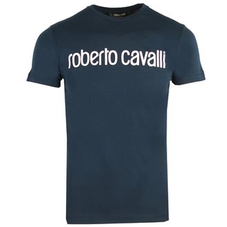 Roberto Cavalli Logo Marineblauwe T-shirt