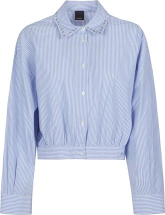 Pinko Charita Shirt - Dames - Overhemden - Blauw - L - Katoen - Overhemden