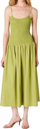 Nia Chandler Smocked Bodice Midi Dress In Terragon