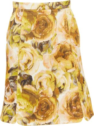 Giambattista Valli gold yellow floral jacquard high waist skirt IT40 XS
