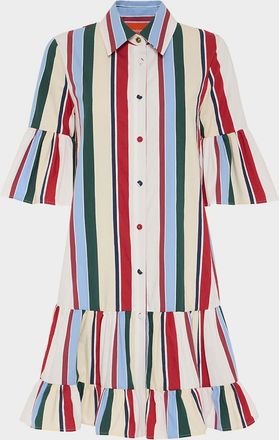 La DoubleJ Choux Striped Short-Sleeve Tiered Mini Dress