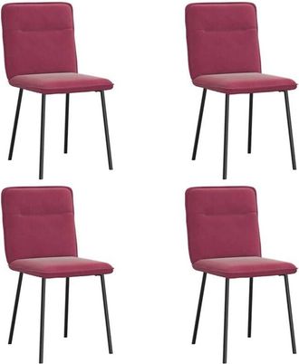 vidaXL Vidaxl - Sillas De Comedor 4 Unidades Terciopelo Rojo Tinto
