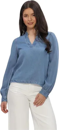 Object Object, Overhemden, Dames, Blauw, XL, Denim, V-Neck Re Denim Top