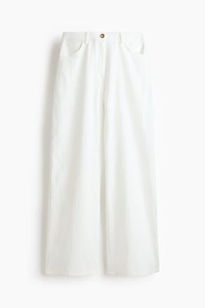 H&M Linen-blend Trousers in White at Nordstrom, Size 18