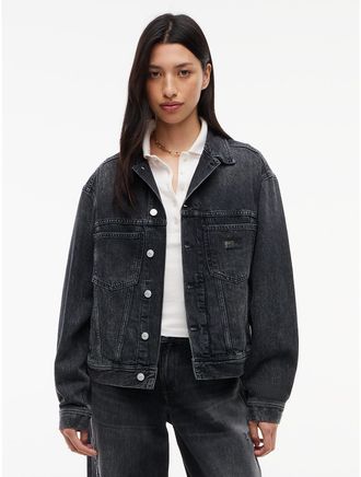 Tommy Hilfiger Womens Tommy Jeans Rhinestone Denim Jacket - Denim Black - L