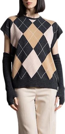 Kaos Argyle Vest - Dames - Ronde hals truien - Veelkleurig - M - Wol - Truien & Vesten