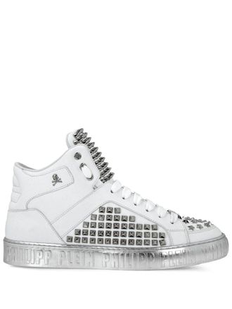 Philipp Plein stud-detail leather sneakers - White