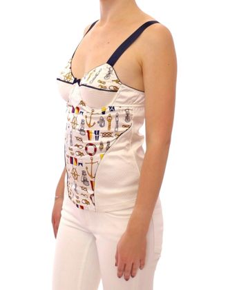 Dolce & Gabbana Womens White Sailor Motive Tank Top Polyester