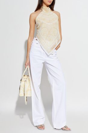 Versace Top With barocco Pattern, Womens, Cream