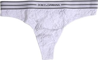 Dolce & Gabbana Floral Lace Bottom Panty - Dames - Onderbroek - Wit - XL - Nylon - Ondergoed