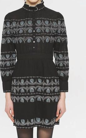 Antik Batik Nelly Embroidered Dress In Turquoise/black