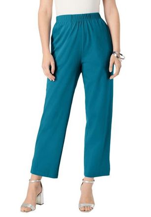 Roaman's Soft Knit Straight Leg Capri Pant in Deep Teal at Nordstrom, Size 5X