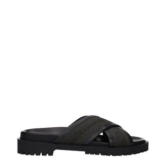 Off-white Green Fabric Flat Mens Sandals
