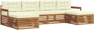 vidaXL Conjunto De Sof&aacute;s De Exterior 6 Uds. Natural Y Crema Vidaxl