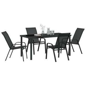 Berkfield Home Modern 5 Piece Garden Dining Set Black Textilene & Steel