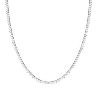 Diamond2Deal 14K White Gold 3CT Round Lab Grown Diamond. 3 Prong Straight Line Tennis Necklace (E-F, VS1-VS2)