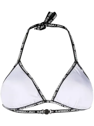 Karl Lagerfeld logo waist triangle bikini bottoms - women - Polyamide/Polyamide/Spandex/Elastane/Spandex/Elastane - M - White