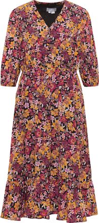 Usha Midi-jurk met bloemenprint qisha Dames Zwart Veelkleurig