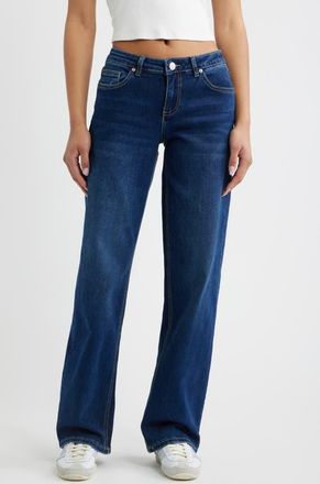 YMI Bella Star Pocket Wide Leg Jeans in Dark Blue at Nordstrom, Size 11
