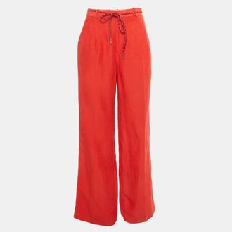 Sandro Red Linen Blend Trousers