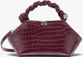 Ganni Burgundy Red Croco Small Bou Bag