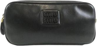 Miu Miu Pre-owned Soft Calf Waist Bag - Dames - Vintage Schoudertas - Zwart - ONE Size - Leer - Vintage