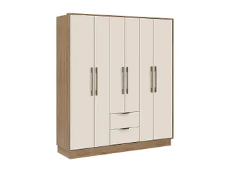Vente-Unique Vente-unique - Armadio 6 Ante E 2 Cassetti L162 Cm Beige E Naturale Feova