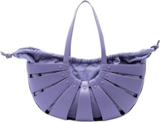 Bottega Veneta Pre-owned Shell Satchel - Dames - Vintage Shopper - Paars - ONE Size - Leer - Vintage