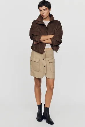 Maeve Layered Suiting Mini Skirt