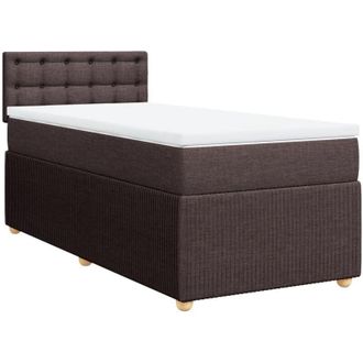 vidaXL Cama Box Spring Con Colch&oacute;n Tela Marr&oacute;n Oscuro 90x190 Cm Vidaxl