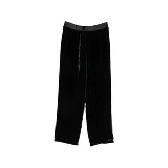 Forte_Forte Pantaloni Mypants in velluto stropicciato con profili in raso - - Trousers - Donna - Nero - L