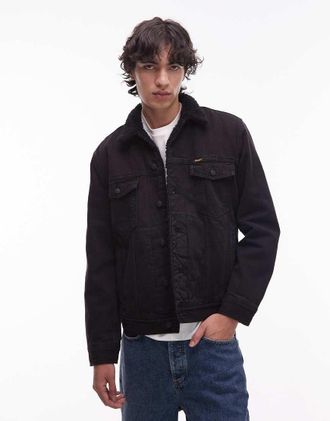 Wrangler Giacca nera classica in denim e montone-Nero