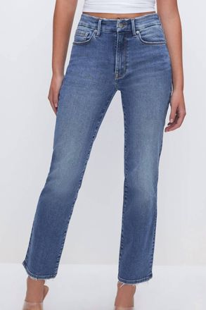 Good American Always Fit Straight Jeans In Indigo