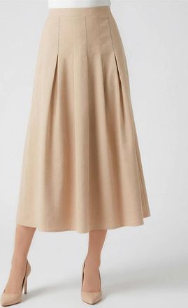 YAL New York Beige Pleated Midi Skirt