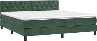 vidaXL Cama Box Spring Con Colch&oacute;n Terciopelo Verde Oscuro 160x200 Cm Vidaxl