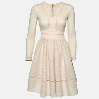Maje Light Peach Lace Rossignol Pleated Mini Dress