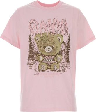 Ganni Pink Crew Neck T-Shirt